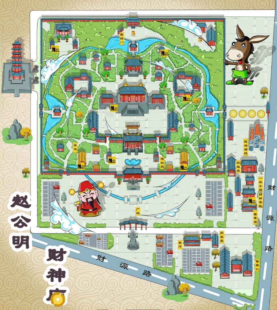 柘城寺庙类手绘地图